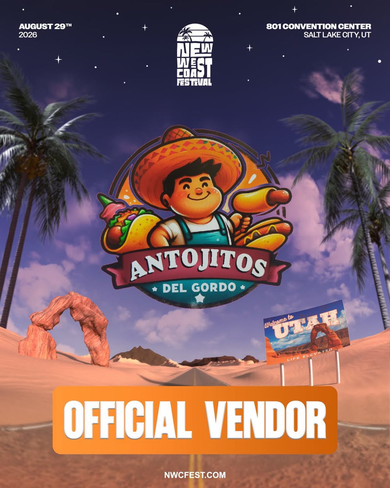 Antojitos del Gordo official New West Coast Fest vendor graphic